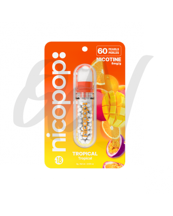 Nicopop 8mg Nicotine Tropical Pearls - 60 Pearls